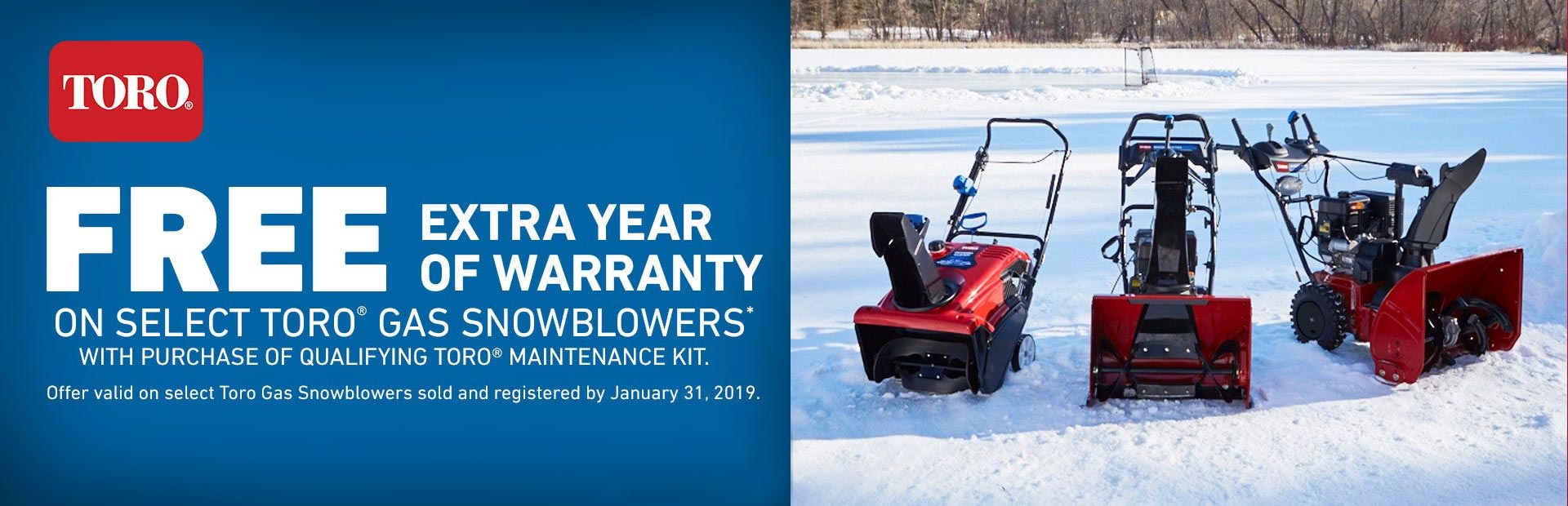Toro: 1-Year Toro Engine Warranty Extension -Snowblowers